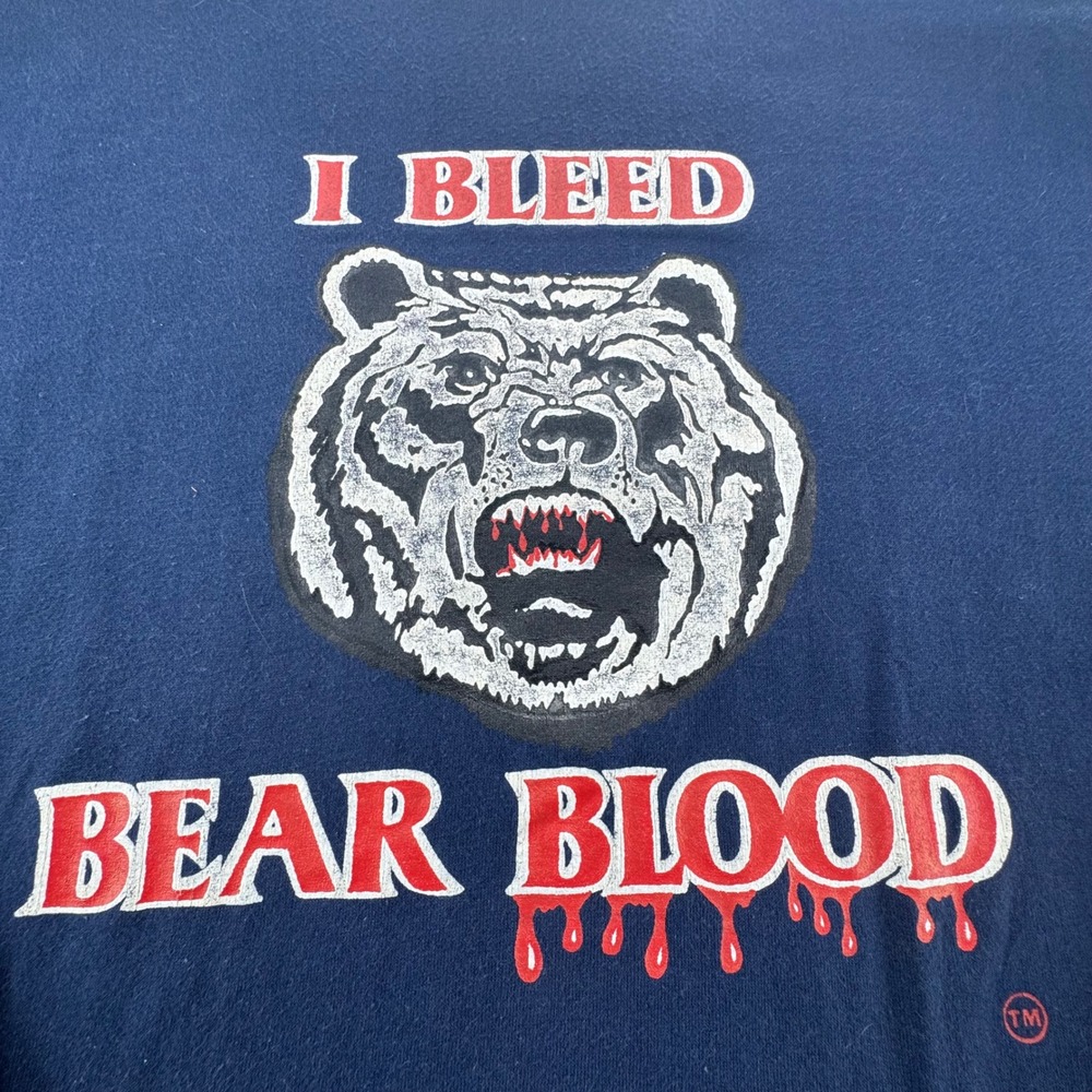 Tee Jays Long Sleeve T-Shirt Mens L Navy Blue Excellent I Bleed Bear Blood USA - Picture 8 of 10